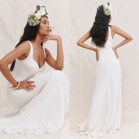 Reformation Lecce Bridal Wedding Ivory White Maxi Dress Size 0 - Picture 2 of 12